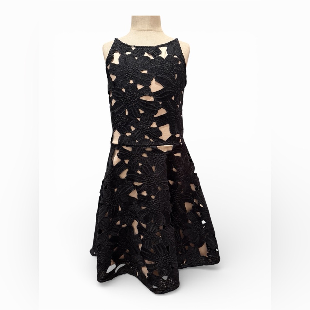 Miss Behave Girls Big Ilene‎ Dress Black Nude Lace Size 8 Tween Special Occasion